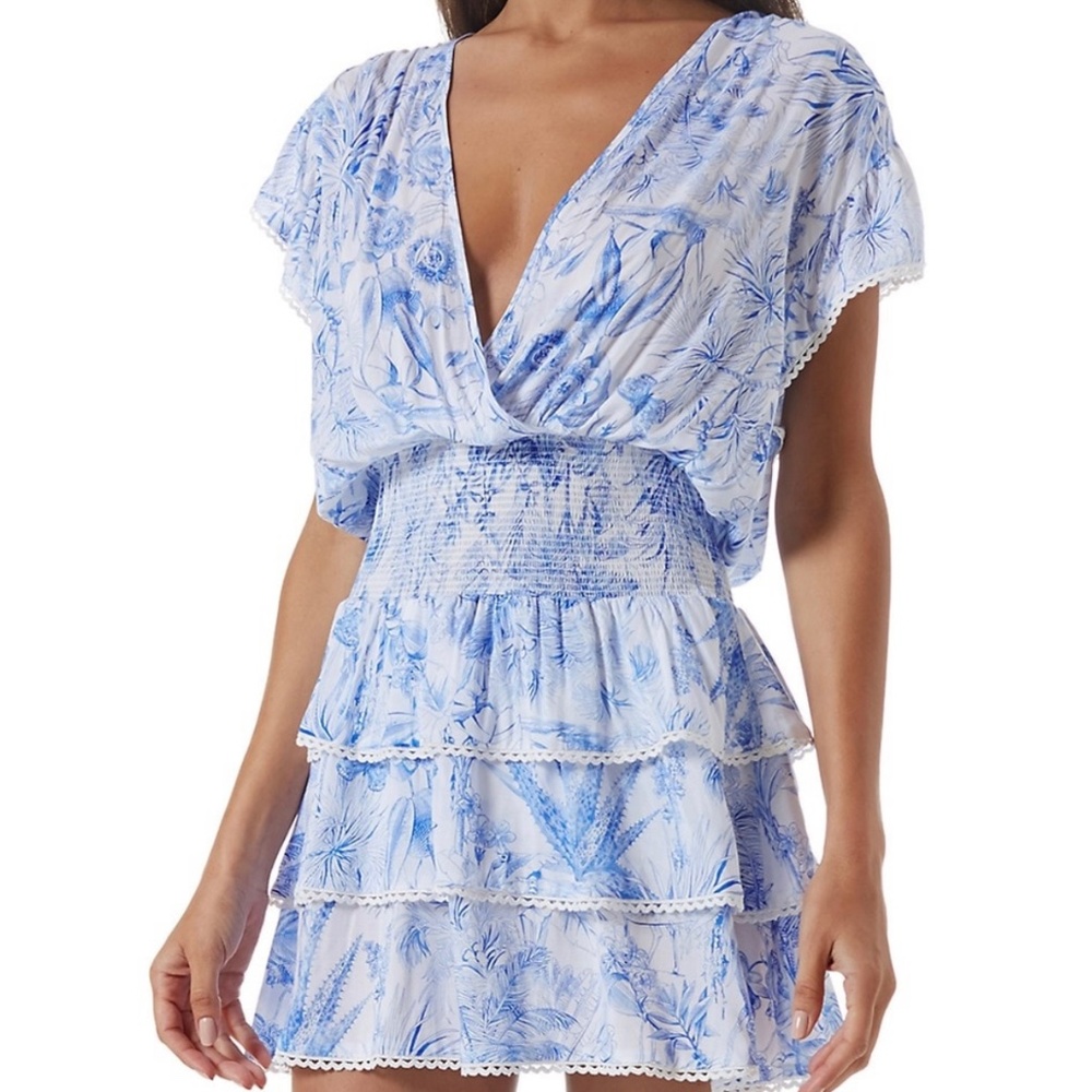 Melissa Odabash Jess Printed Ruffle Minidress